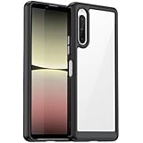 SEAHAI Transparent Hülle für Sony Xperia 10 V Handyhülle, Farbrand Design Ultradünne Weich Silikon TPU Bumper   Hochwertiges PC Stoßfeste Schutzhülle, Schwarz